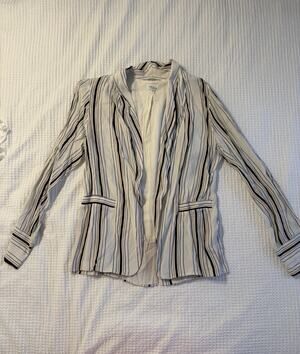 Madison & Berkeley Blazer Striped Brown Beige Cream Office Academia Gilmore Girl